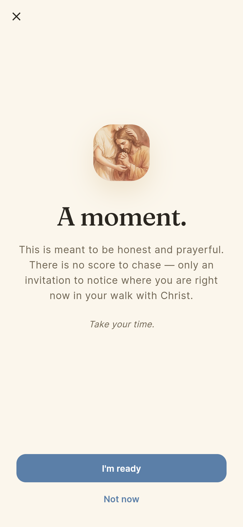 A quiet pause before reflecting — "A moment."